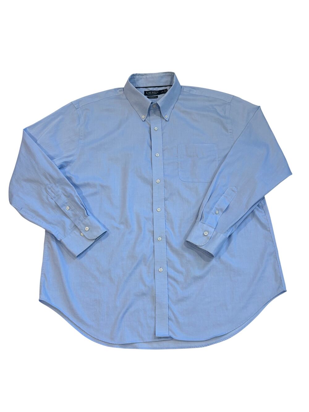 Lauren Ralph Lauren Dress Shirt Men 18 34/35 Blue Classic Long Sleeve Non Iron